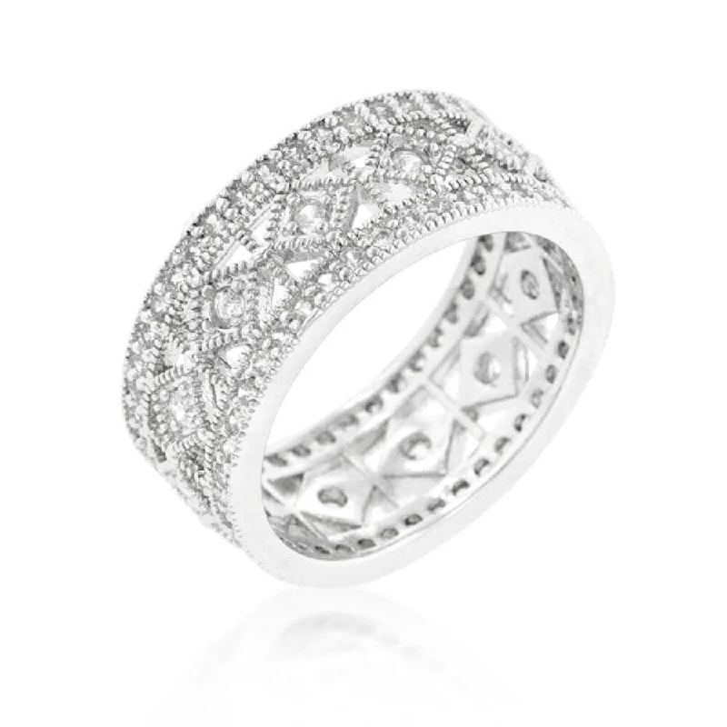 Simple Classic Cubic Zirconia Band For Everyday Wear