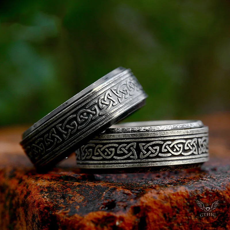 Viking Celtic Knot Stainless Steel Spinner Ring