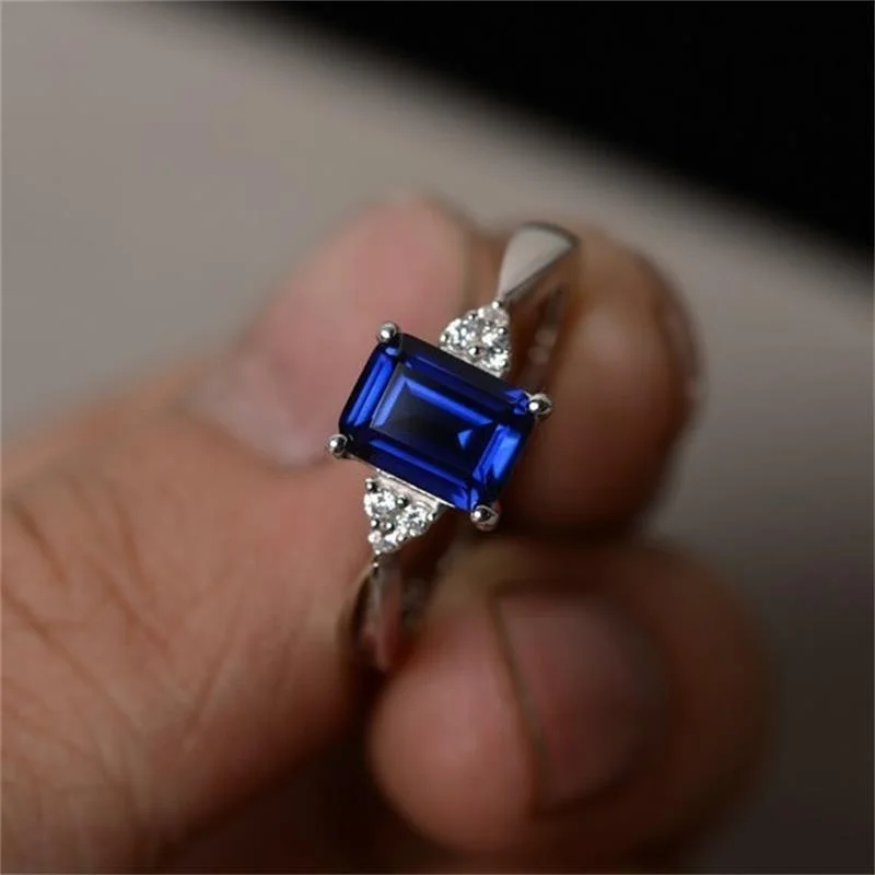 Wholesale Colorful Gemstone Square Diamond Alloy Rings