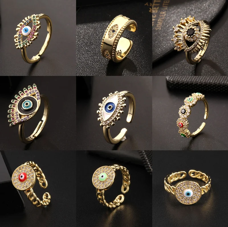 Wholesale Copper Evil Eye Open Ring