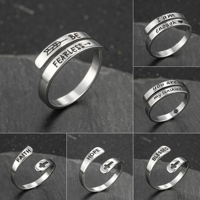 Wholesale Cross English Alphabet Titanium Steel Rings