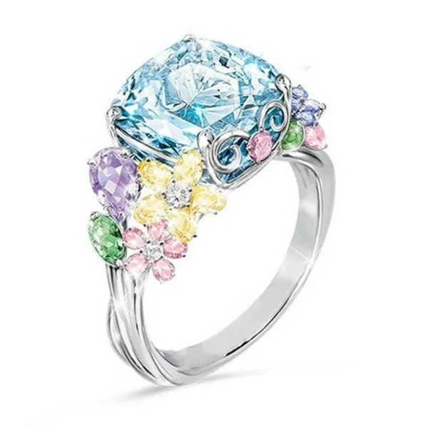 Wholesale Flower Gemstone Alloy Rings