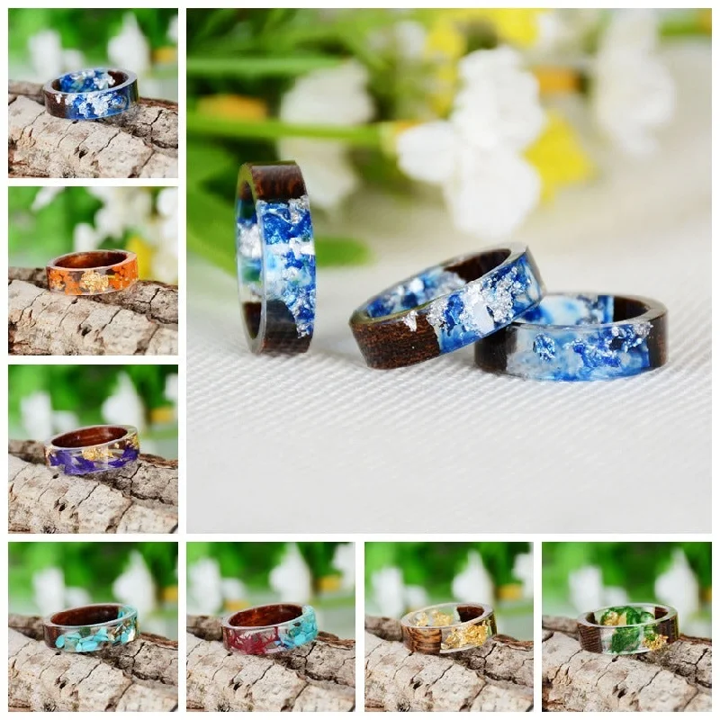 Wholesale Forest Handmade Dried Flowers Resin Rings