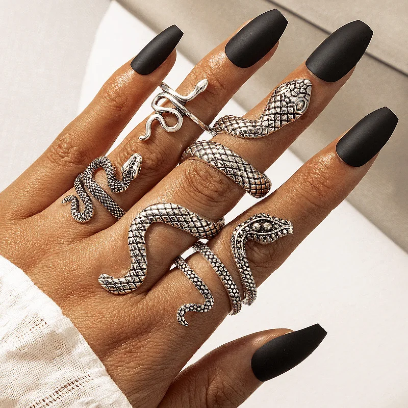 Wholesale Punk Snake Vintage Four-Piece Set Alloy Ring