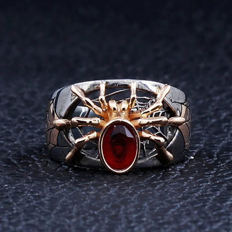 Wholesale Spider Simple Two Color Metal Men Rings